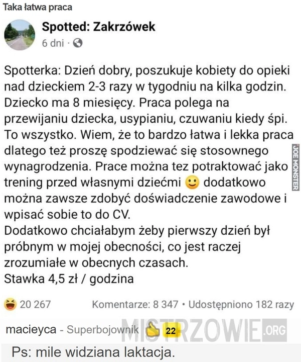 
    
			Taka łatwa praca					