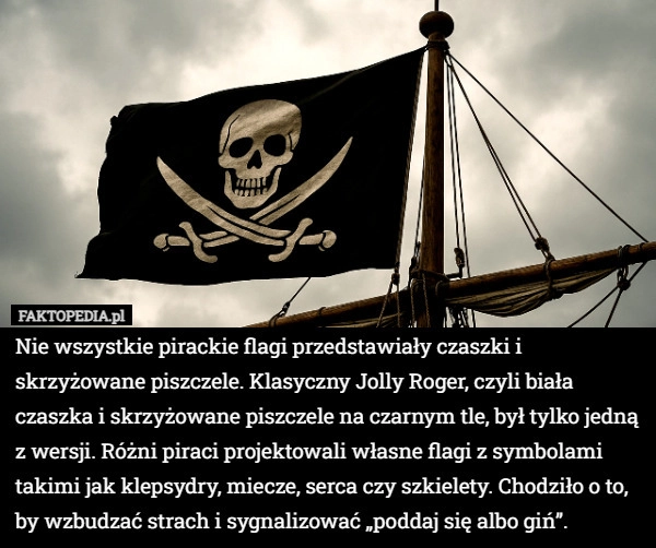 
    Nie wszystkie pirackie flagi przedstawiały czaszki i skrzyżowane piszczele.