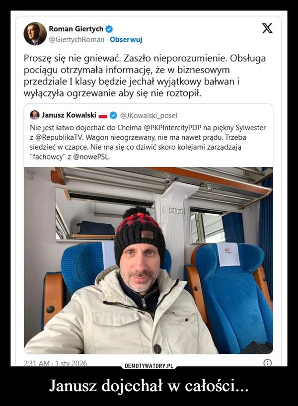 
    Janusz dojechał w całości...