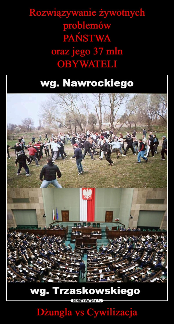 
    Rozwiązywanie żywotnych problemów
PAŃSTWA
oraz jego 37 mln
OBYWATELI Dżungla vs Cywilizacja
