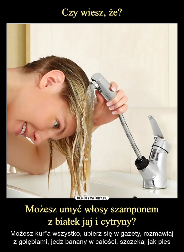 
    Czy wiesz, że? Możesz umyć włosy szamponem
z białek jaj i cytryny?