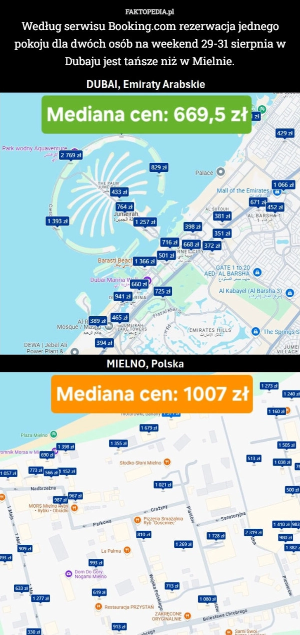 
    Według serwisu Booking.com rezerwacja jednego pokoju dla dwóch osób na weekend