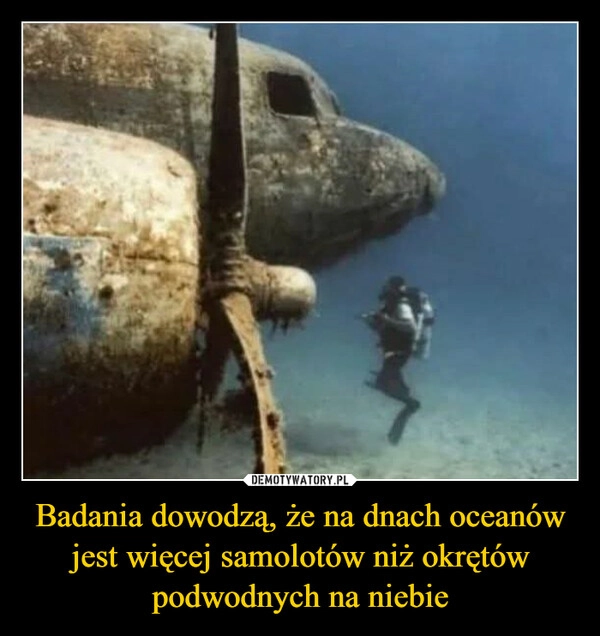 
    Badania dowodzą, że na dnach oceanów jest więcej samolotów niż okrętów podwodnych na niebie