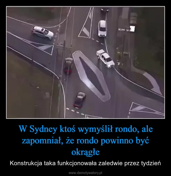 
    W Sydney ktoś wymyślił rondo, ale zapomniał, że rondo powinno być okrągłe