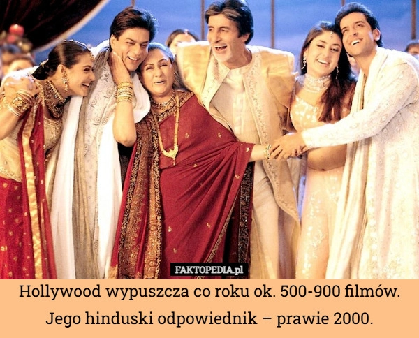 
    Hollywood wypuszcza co roku ok. 500-900 filmów. Jego hinduski odpowiednik