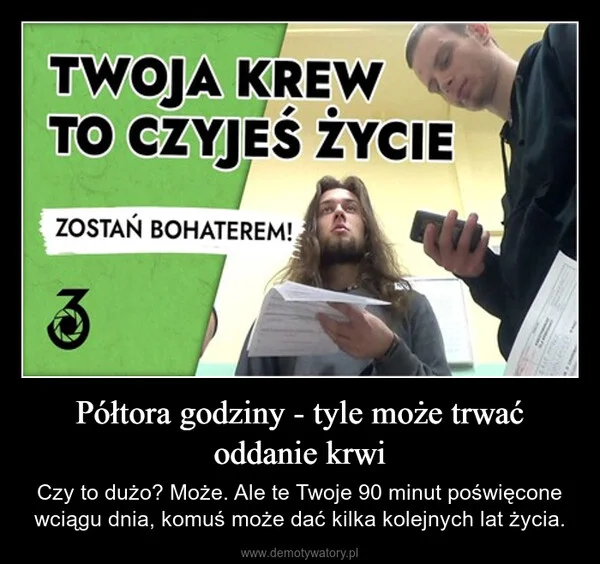 Półtora godziny - tyle może trwać oddanie krwi