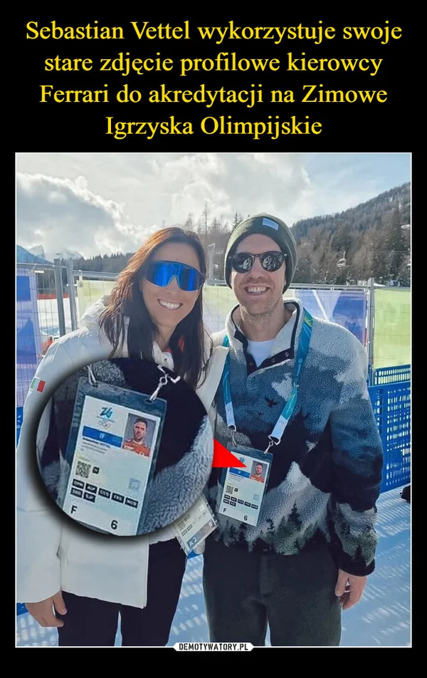 
    Sebastian Vettel wykorzystuje swoje stare zdjęcie profilowe kierowcy Ferrari do akredytacji na Zimowe Igrzyska Olimpijskie