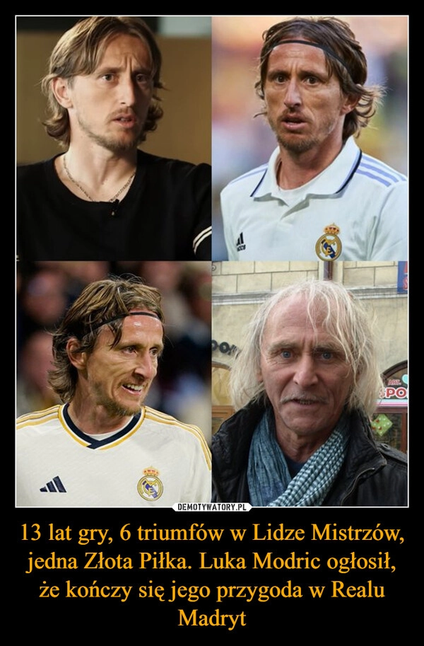 
    13 lat gry, 6 triumfów w Lidze Mistrzów, jedna Złota Piłka. Luka Modric ogłosił, że kończy się jego przygoda w Realu Madryt