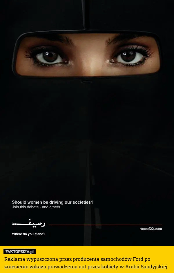 Reklama wypuszczona przez producenta samochodów Ford po zniesieniu zakazu