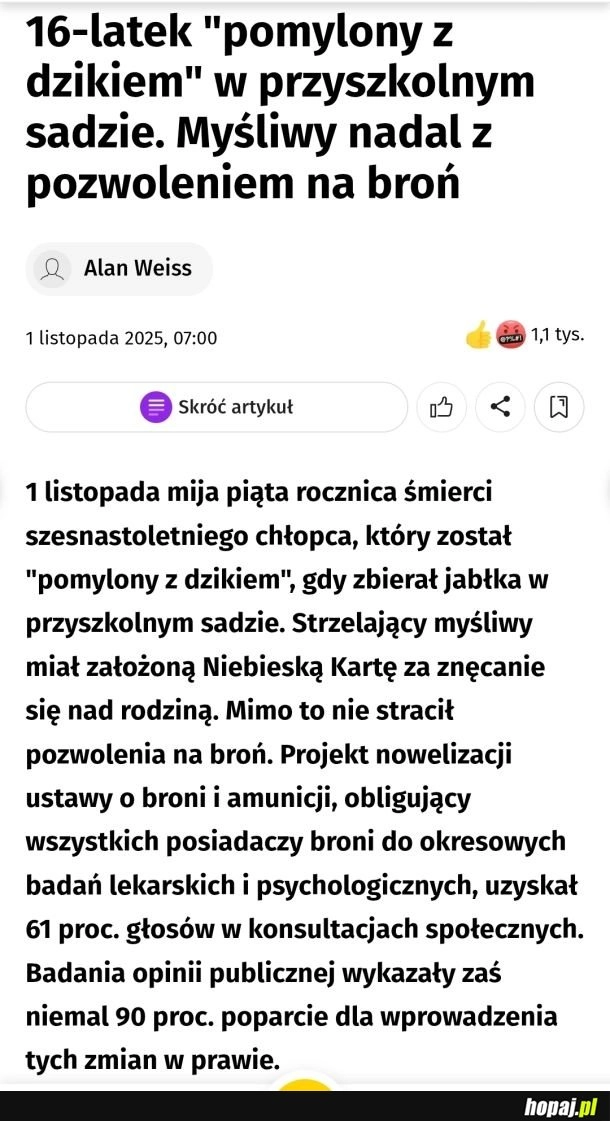 Niebieska karta + broń.. U myśliwych normalne