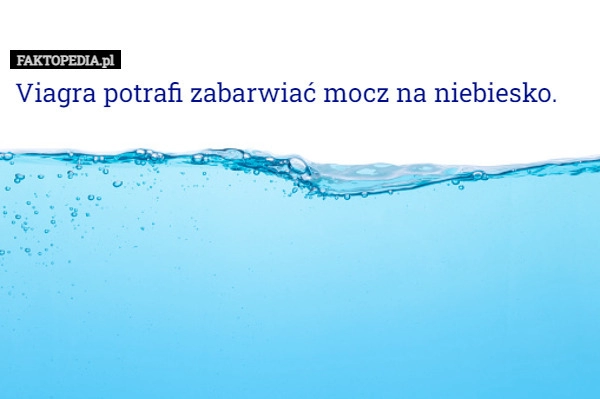 
    
			Viagra potrafi zabarwiać mocz na niebiesko.					