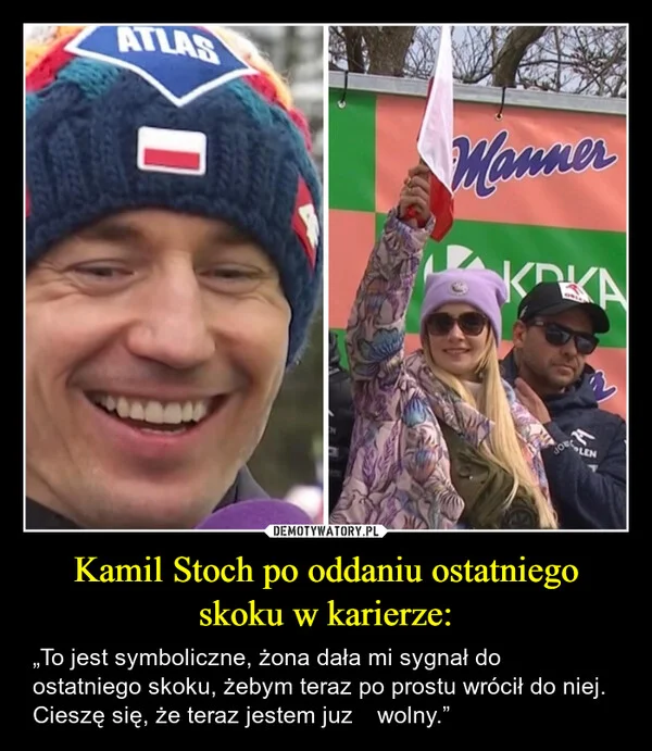 
    Kamil Stoch po oddaniu ostatniego skoku w karierze: