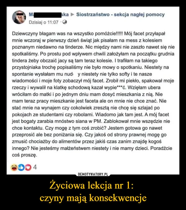 
    Życiowa lekcja nr 1: czyny mają konsekwencje