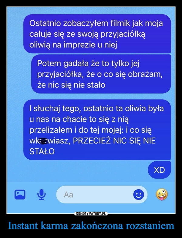 
    Instant karma zakończona rozstaniem
