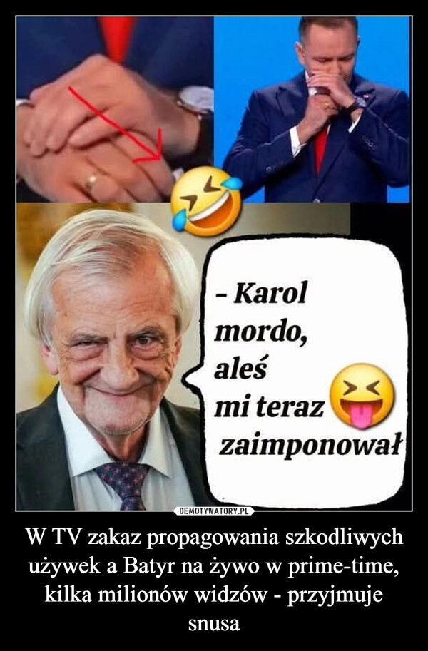
    W TV zakaz propagowania szkodliwych używek a Batyr na żywo w prime-time, kilka milionów widzów - przyjmuje snusa