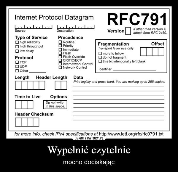 
    Wypełnić czytelnie