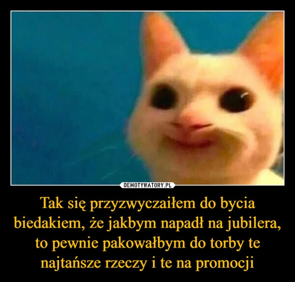Tak się przyzwyczaiłem do bycia biedakiem, że jakbym napadł na jubilera, to pewnie pakowałbym do torby te najtańsze rzeczy i te na promocji