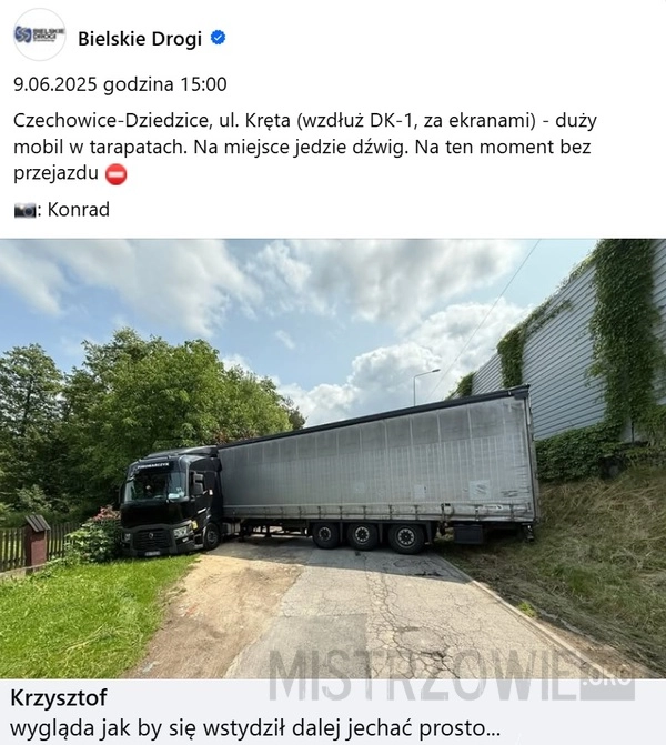 Duży mobil w tarapatach
