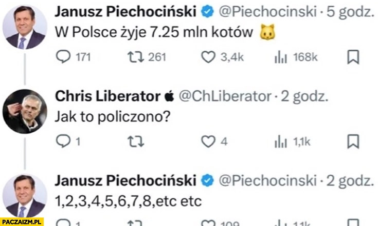 
    Piechociński w Polsce żyje 7 mln kotów, jak to policzono? 1 2 3 4 5 etc.