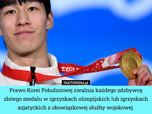
    Prawo Korei Południowej zwalnia każdego zdobywcę złotego medalu w igrzyskach