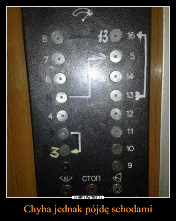 
    Chyba jednak pójdę schodami