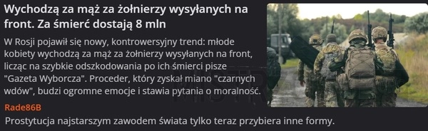 
    Wychodzą za mąż za żołnierzy wysyłanych na front