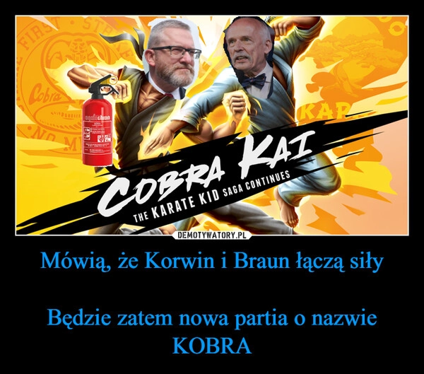 
    Mówią, że Korwin i Braun łączą siły

Będzie zatem nowa partia o nazwie KOBRA