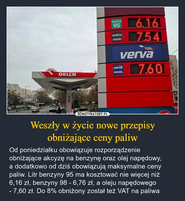 
    Weszły w życie nowe przepisy obniżające ceny paliw