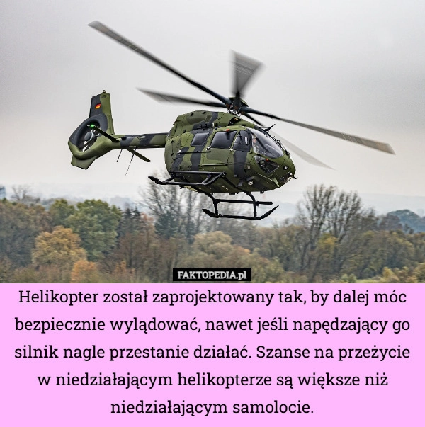 Helikopter został zaprojektowany tak, by dalej móc bezpiecznie wylądować,
