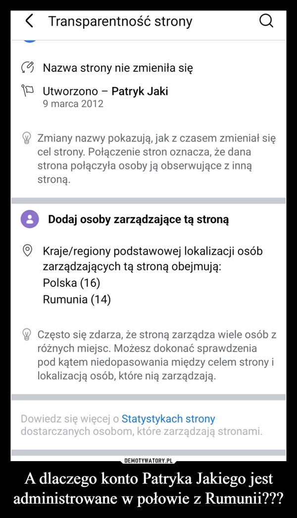 
    A dlaczego konto Patryka Jakiego jest administrowane w połowie z Rumunii???