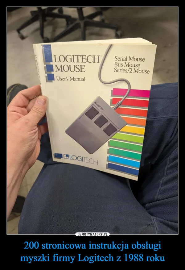 
    200 stronicowa instrukcja obsługi myszki firmy Logitech z 1988 roku
