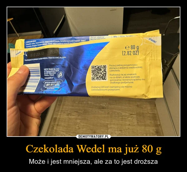 
    Czekolada Wedel ma już 80 g