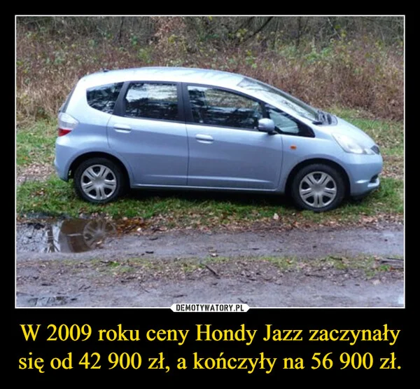 
    W 2009 roku ceny Hondy Jazz zaczynały się od 42 900 zł, a kończyły na 56 900 zł.