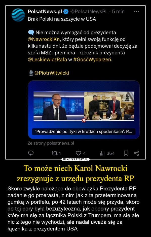 
    To może niech Karol Nawrocki zrezygnuje z urzędu prezydenta RP