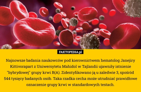 Najnowsze badania naukowców pod kierownictwem hematolog Janejiry Kittivorapart