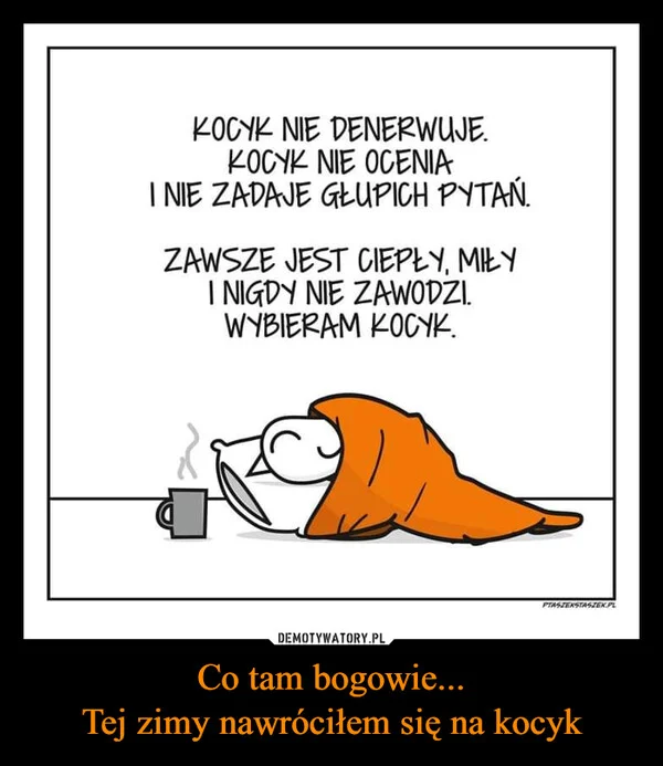 
    Co tam bogowie... Tej zimy nawróciłem się na kocyk