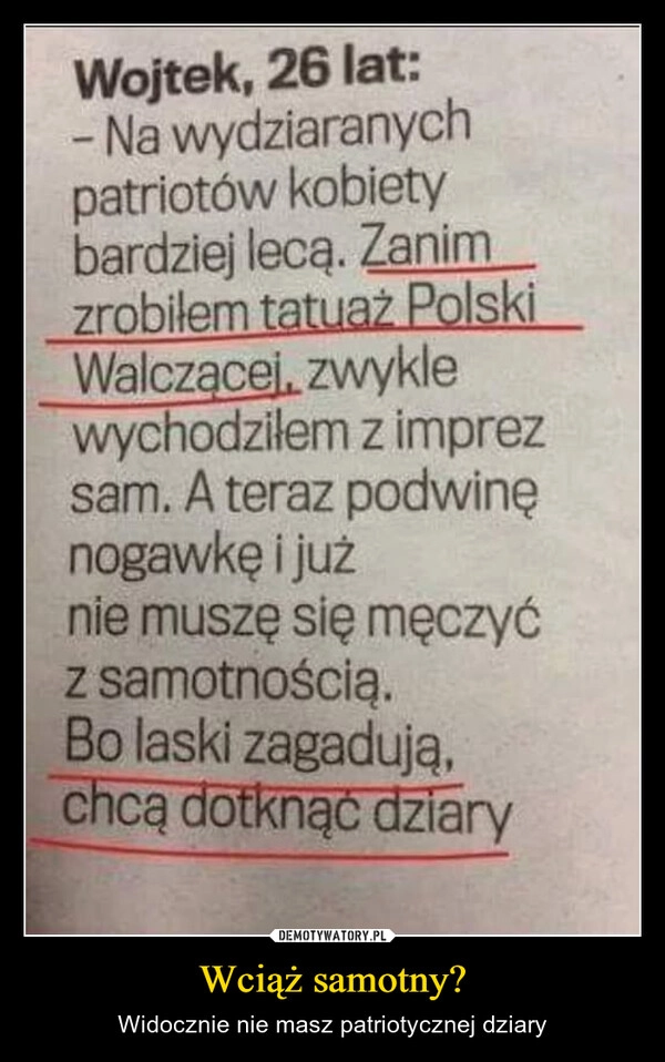 
    Wciąż samotny?