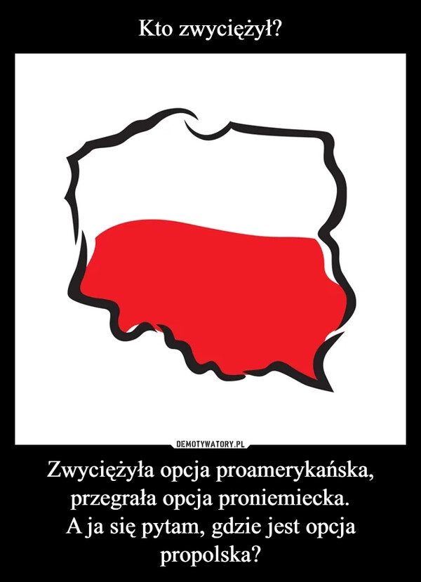 
    Kto zwyciężył? Zwyciężyła opcja proamerykańska, przegrała opcja proniemiecka.
A ja się pytam, gdzie jest opcja propolska?