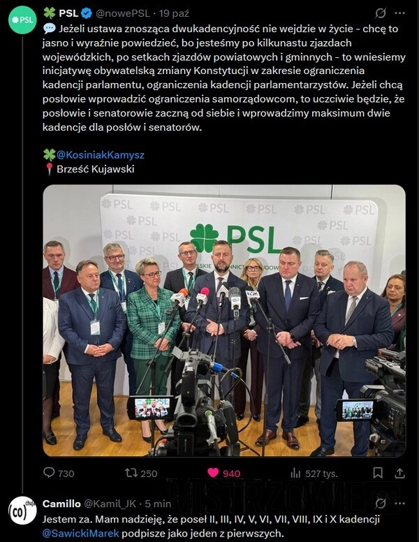 Dwukadencyjność wg PSL