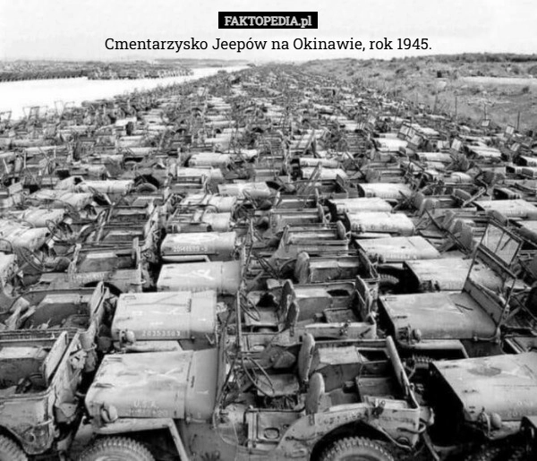 
    Cmentarzysko Jeepów na Okinawie, rok 1945.