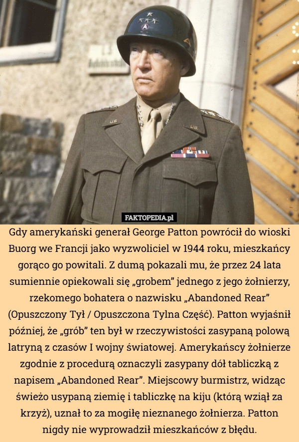 Gdy amerykański generał George Patton powrócił do wioski Buorg we Francji