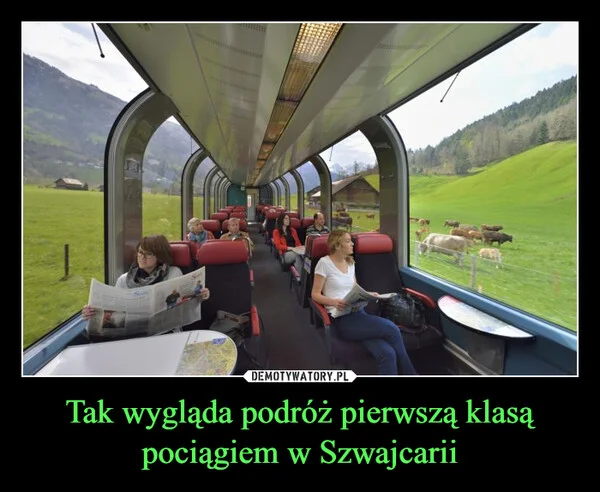 Tak wygląda podróż pierwszą klasą pociągiem w Szwajcarii