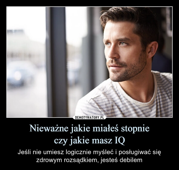 
    Nieważne jakie miałeś stopnie
czy jakie masz IQ