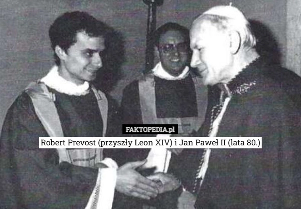 
    Robert Prevost (przyszły Leon XIV) i Jan Paweł II (lata 80.)