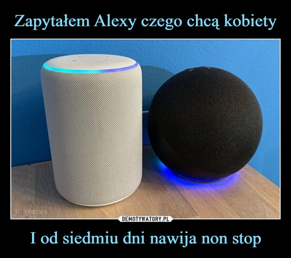 
    
Zapytałem Alexy czego chcą kobiety I od siedmiu dni nawija non stop 