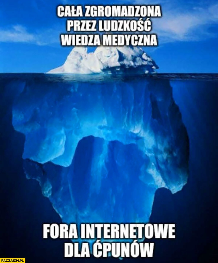 
    Góra lodowa cała zgromadzona przez ludzkość wiedza medyczna pod wodą fora internetowe dla ćpunów