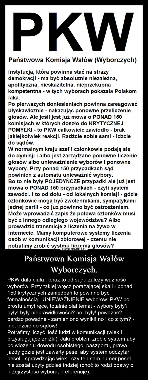 Państwowa Komisja Wałów Wyborczych.