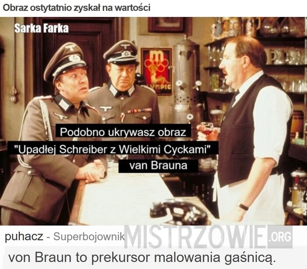 
    Obraz ostytatnio zyskał na wartości