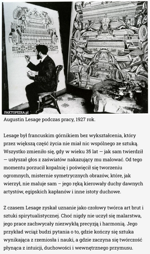 
    Augustin Lesage podczas pracy, 1927 rok. Lesage był francuskim górnikiem...