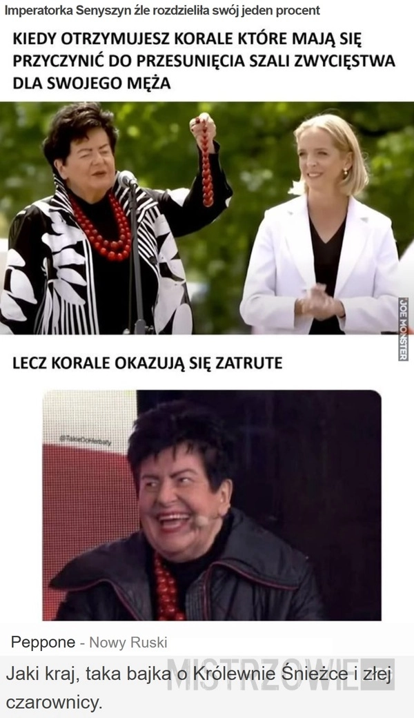 
    Imperatorka Senyszyn źle rozdzieliła swój jeden procent